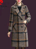 皮爾卡丹（pierre cardin）雙面羊絨大衣女中長(cháng)款高端洋氣加厚新款毛呢女士格子外套冬季 咖格 XL 曬單實(shí)拍圖