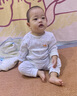 俏貝熊 嬰兒秋衣秋褲套裝秋冬男女寶寶內衣兒童衣服純棉分體肩扣兩件套睡衣 豎道圓領(lǐng)肩扣平腰套（藍色） 80 cm 曬單實(shí)拍圖