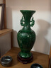泥之戀 景德鎮(zhèn)陶瓷器綠釉家居花瓶花插擺件仿古花瓶青花瓷瓶雙耳瓶中式工藝品 翡翠綠雙耳觀音瓶 帶底座 曬單實拍圖