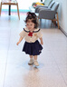 幼歌（YOUGE）嬰幼兒泰迪熊學(xué)院風(fēng)套裝兒童可愛口袋海軍領(lǐng)上衣百褶裙 藏青色百褶裙 80 cm 曬單實拍圖
