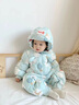 迪士尼品牌嬰兒羽絨服爬服加厚冬季新衣服新生兒連體衣抱服寶寶外出棉服 綠 90cm 曬單實(shí)拍圖