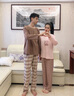 富妮來純棉睡衣女春秋夏季新款長袖長褲舒適情侶睡衣睡褲全棉家居服套裝 茶棕色-男款 XL 曬單實(shí)拍圖