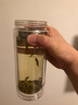 清水 雙層耐熱玻璃杯帶蓋過濾防燙便攜創(chuàng)意水杯辦公泡茶杯子商務(wù)杯男士 藍(lán)色（有茶漏） 450ml 曬單實(shí)拍圖