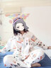 嬌銀月子服春秋純棉孕婦睡衣秋冬保暖空氣層產(chǎn)婦產(chǎn)后哺乳喂奶睡衣 玉白色（C770襯衫領(lǐng)套裝） M（建議體重120斤以?xún)龋?曬單實(shí)拍圖