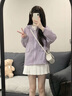 PMOG2024夏季新款防曬衣女紫色連帽外套女薄款夏季戶外透氣工裝服 紫色 L 曬單實(shí)拍圖