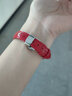 通用手表帶女真皮代用飛亞達四葉草天梭dw卡西歐蝴蝶扣配件紅色表帶 【鮮紅色】-竹節紋-銀色扣 14mm 曬單實(shí)拍圖