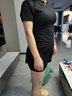 瑜伽少女夏季運動套裝女健身瑜伽服服戶外運動訓練速干衣跑步服薄款 黑色(上衣+短褲) M(95-110斤) 曬單實拍圖