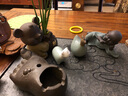 宇軒 紫砂茶寵創(chuàng  )意五福鼠小花器擺件手工可養茶藝茶玩茶具擺件 五福鼠之財黃衣花器 曬單實(shí)拍圖