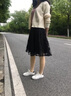 珂妃婭 a字裙半身裙子女夏2025新款百搭顯瘦印花網(wǎng)紗蓬蓬裙蕾絲百褶裙 黑色 2XL/30碼-2尺3 曬單實拍圖