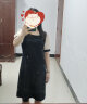 欧莎（OSA）黑色方领连衣裙女夏季23年新款中长款赫本风法式泡泡袖裙子短袖 黑色B M 实拍图
