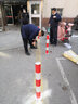 鋼管警示柱鍍鋅紅白交通固定防撞柱路障柱隔離防撞桿擋車固定立柱防撞柱 【定制】鍍鋅固定立柱89*750*2.0紅白貼膜 曬單實(shí)拍圖