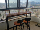 木辦實木吧臺桌家用奶茶店咖啡廳圖書館餐廳休閑吧陽臺高腳長條餐桌椅 單桌：140*40*105面板5CM 曬單實拍圖