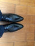 WOUFO沃皮匠 鱷魚(yú)紋尖頭皮鞋男士真皮時(shí)尚英倫頭層牛皮系帶商務(wù)正裝皮鞋 黑色 38 曬單實(shí)拍圖
