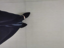 淺町羊皮反絨尖頭粗跟單鞋女中跟低跟春季中口工作鞋女一腳蹬職業(yè)女鞋 黑色 37 曬單實拍圖