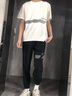 NASA RHUDE夏季男士運動套裝冰絲夏天寬松短袖T恤套裝男裝潮流圓領休閑夏裝 39201白色 XL (建議體重135-155斤) 曬單實拍圖