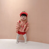 幼歌（YOUGE） 嬰幼兒清新水果提花毛衣套裝寶寶溫暖貝雷帽花苞短褲 粉晶紅草莓上衣 80cm 曬單實(shí)拍圖