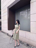 拉夏貝爾（La Chapelle）短袖雪紡連衣裙女裝2025年夏季新款時(shí)尚中長款法式小個(gè)子夏天裙子 綠色 M 曬單實(shí)拍圖