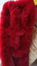 上海故事官方秋冬季围巾女士百搭加厚纯色仿獭兔毛网红围脖白色毛领子 毛球 酒红 实拍图
