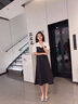 拉夏貝爾（La Chapelle）短袖雪紡連衣裙女裝2025年夏季新款時尚中長款法式小個子夏天裙子  黑白 M 曬單實拍圖