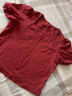 茵曼2024夏季新款法式方领套头泡泡袖修身气质显瘦棉质T恤女 复古红 XL 实拍图