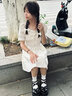 QVNL純欲風(fēng)學(xué)生裙子連衣裙2024夏季新款少女感小白裙學(xué)院甜美夏天女裝 米白色連衣裙  S 曬單實(shí)拍圖