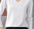優(yōu)貝爾斯（YOUBES）80支雙面絲光棉T恤女長(cháng)袖春秋款百搭純色打底衫女內搭外穿女上衣 白色V領(lǐng) L碼(100-110斤) 曬單實(shí)拍圖