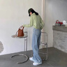 GOCHIEI高腰闊腿褲顯瘦牛仔褲女2025春秋新款直筒寬松垂感拖地褲子潮 淺藍色_長褲 M 曬單實拍圖