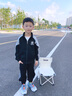 三葉豆（SANYEDOU）男童秋季套裝2025新款兒童運動(dòng)套裝中大童男孩春秋帥氣衣服兩件套 黑色 150 曬單實(shí)拍圖