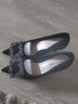 苏妃妃（sufeifei）高跟鞋春秋新款绒面职业皮面单鞋女细跟搭扣欧美性感水钻尖头工鞋 20308-2-黑色8厘米 36 实拍图
