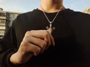 IDEAGEMER925銀十字架項鏈男士簡(jiǎn)約個(gè)性小眾百搭痞帥潮男生吊墜可疊搭首飾 十字架吊墜+鋼鏈【55CM】 曬單實(shí)拍圖
