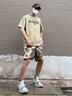 WASSUP HERMU官方男裝潮牌聯(lián)名沙灘短褲男士夏季休閑滿印五分褲夏威夷花褲衩 綠色 XL（推薦150-175斤） 曬單實(shí)拍圖