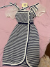 MAXRIENY风条纹连衣裙2023夏季新款修身显瘦泡泡袖针织裙子 蓝条纹 S/01 晒单实拍图
