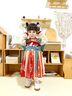 幼歌（YOUGE）嬰幼兒季新中式國風(fēng)連衣裙甜美可愛(ài)玉兔牡丹刺繡漢服裙 綠柳紅花 80 cm 曬單實(shí)拍圖