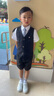 蘿卜唄唄 新款兒童禮服夏季女童禮服小西裝畢業(yè)服幼兒園男女舞臺大合唱演出服表演服 男童黑色四件套（馬甲+短褲+襯衫+領(lǐng)帶） 140cm建議體重50-58斤 曬單實(shí)拍圖