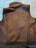 PERCOOL新款男士真皮馬甲頭層牛皮大口袋機車(chē)服背心復古翻領(lǐng)大碼皮坎肩潮 棕黃做舊 (頭層牛皮) L 建議120-140斤 曬單實(shí)拍圖