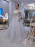 紅妝飾佳 抹胸主婚紗禮服2025新款新娘星空拖尾森系顯瘦簡(jiǎn)約出門紗 淺香檳拖尾 M 曬單實(shí)拍圖
