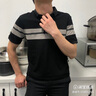 勺府polo衫男短袖體恤夏季新款韓版潮流半袖修身翻領(lǐng)拼接男裝夏裝上衣 黑色 L 曬單實(shí)拍圖