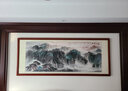 尚得堂手繪國畫(huà)牡丹荷花九魚(yú)圖工筆畫(huà)中式玄關(guān)過(guò)道走廊掛畫(huà)裝飾畫(huà) 沙比利實(shí)木框-圓角棕色 裝裱65*125 曬單實(shí)拍圖