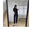 AEMAPE寬松高腰牛仔褲女2025春秋冬新款顯瘦直筒褲寬松老爹哈倫褲 9036藍(lán)灰色哈倫長褲 (單褲) 27 碼二尺(90-100斤) 曬單實(shí)拍圖