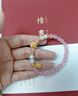 中國(guó)黃金（CHINA GOLD）桃花手鏈女足金新款珍珠粉水晶手串百七夕情人節(jié)禮物送女朋友老婆 黃金桃花福牌粉晶珍珠手串 約0.6g 曬單實(shí)拍圖