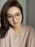 眼鏡生活（LOHO）超輕眼鏡框近視鏡片大框素顏圓臉顯瘦小防藍光防輻射眼鏡 LH09009 透綠色 平光防藍光眼鏡 曬單實(shí)拍圖