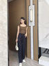 清迎2025夏季新款緞面闊腿褲女絲滑真薄款垂感哈倫高腰休閑直筒褲子 灰藍色 JXYZREY-K06 M （適合體重100-110斤） 曬單實拍圖