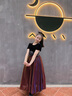 衣諾坊女童禮服長(zhǎng)裙兒童花童女孩公主裙演出服 火焰紅長(zhǎng)裙140cm 曬單實(shí)拍圖