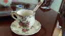 友来福 陶瓷马克杯水杯子创意情侣牛奶带盖带勺  简约大容量个性咖啡杯下午茶杯 玫瑰单杯碟 晒单实拍图
