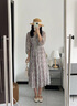 玖姿·安娜蔻優(yōu)雅復(fù)古肌理感靈動垂墜輕禮服連衣裙女秋款 花紫紅 M 曬單實拍圖