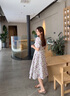 香影純棉紫色碎花連衣裙女夏季2025新款高腰過(guò)膝法式浪漫方領(lǐng)裙子 紫色 S 曬單實(shí)拍圖