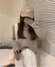 DAVEY MODE低領(lǐng)打底衫女內(nèi)搭秋冬洋氣V領(lǐng)毛衣女冬季慵懶風(fēng)別致辣妹針織上衣 花駝【zt】 M 曬單實(shí)拍圖