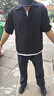 普戈斯（PUGESI）胖子大碼230斤夏季冰絲墜感短袖T恤男寬松大碼V領(lǐng)假兩件半袖體恤 黑色純色T恤 2XL 160-180斤 曬單實(shí)拍圖