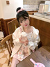 棉致碎花連帽衛(wèi)衣女春秋冬季新款寬松加絨外套女學(xué)生韓版休閑開(kāi)衫上衣 3052杏色【常規(guī)高品質(zhì)】30.5 M 90斤-110斤 曬單實(shí)拍圖
