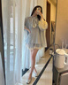 桂岐 平底單鞋女軟皮瑪麗珍淺口春秋單鞋新款休閑百搭圓頭輕便平底女 【銀色37】 曬單實(shí)拍圖